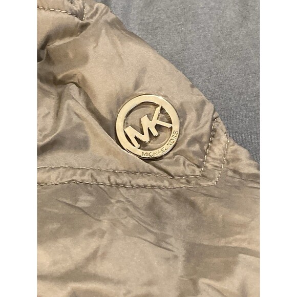 Michael Kors Womens Packable Down Fill Jacket Small Beige Puffer Chevron No Hood - Picture 8 of 16